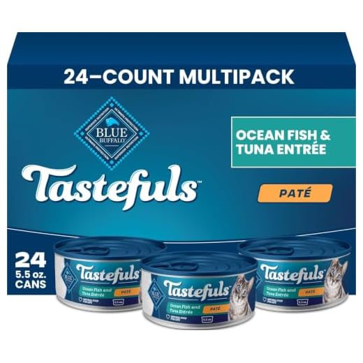 Blue Buffalo Tastefuls Ocean Fish & Tuna Paté Wet Cat Food, 5.5 oz, 24 ct
