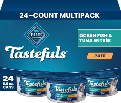 Image of Blue Buffalo Tastefuls Ocean Fish & Tuna Pate Wet Cat Food, 5.5 oz, 24 ct