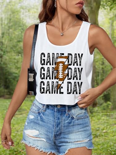 Women's Casual Game Day Shirts Trendy Football Cropped Tank Tops Cute Graphic Crop Tops for Teen Girls2