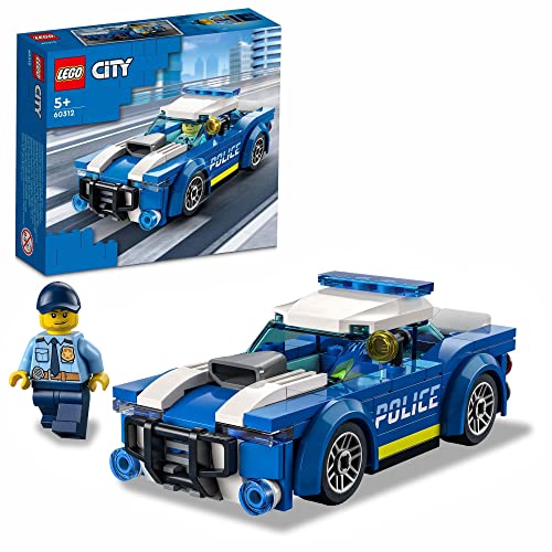 Image of LEGO City Fire Helicopter 60318 Building Kit (53 Pieces) City Police Car 60312 Building Kit (94 Pieces),Multicolor