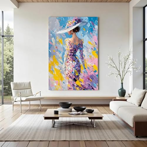 Tableau sur toile impressionniste coloré déco murale XINBAO