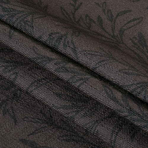 Image of TWOPAGES Pinch Pleat Leaf Print Cafe Curtains, Wine, 26W x 18L