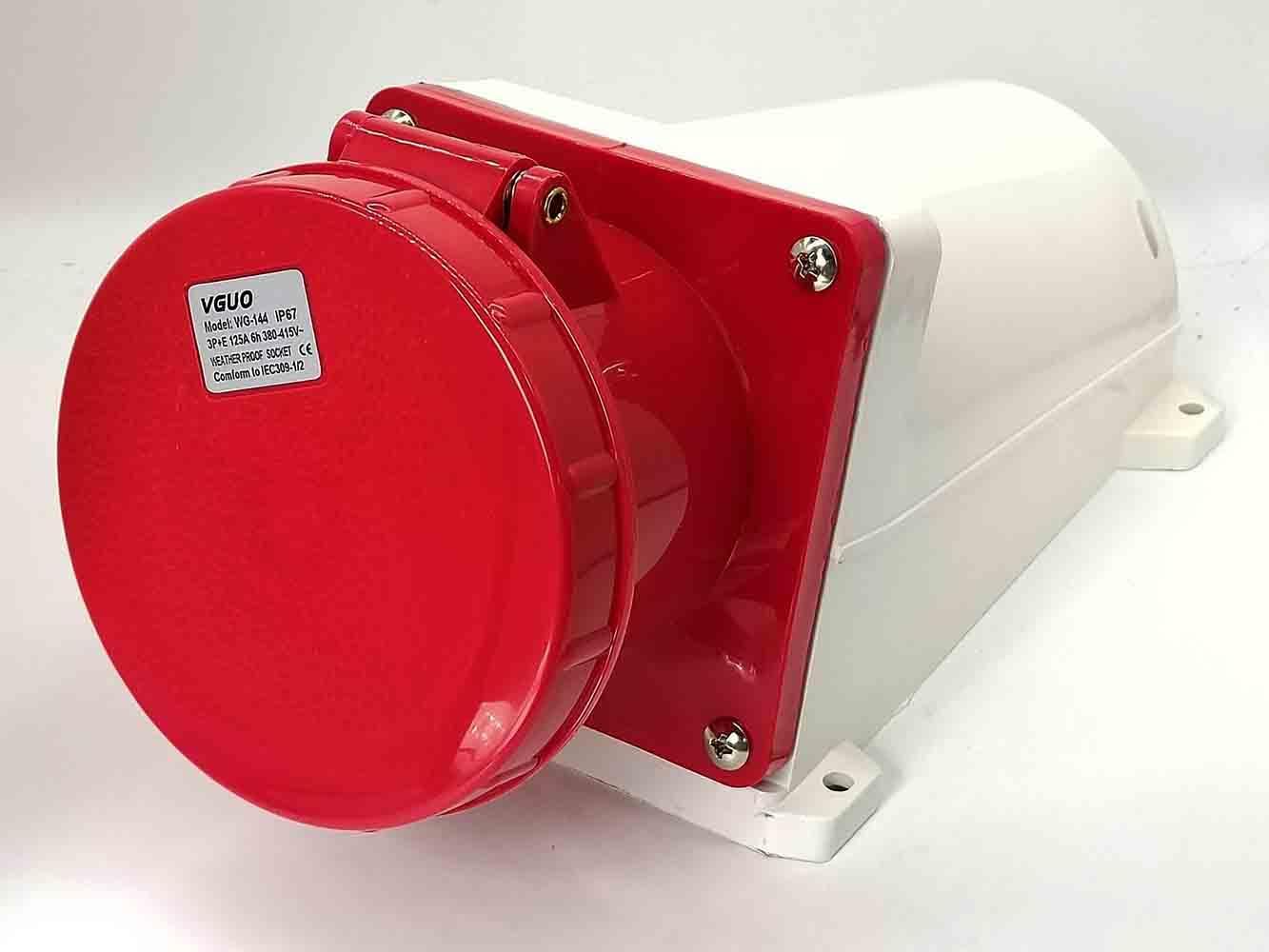 Waterproof CEE White Industrial Connector Socket 4Pin 125A 380V-415V 3P+E IP67 (Socket)