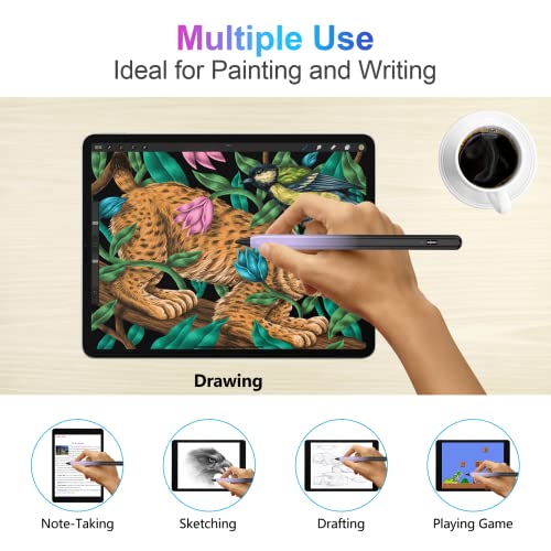 Image of Stylus Pen for iPad 2018-2023 with Palm Rejection, Active Pencil for iPads 10th /9th /8th /7th /6th Gen, for iPad Pro11 /12.9 inch, for iPads Air 5th /4th /3th, for iPad Mini 6th /5th Gen(Black and Purple)