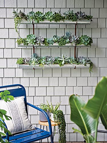 Gardener's Supply Company 3-Tier Galvanized Vertical Wall Planters | Indoor Outdoor Sturdy Metal Wall Mounted Flower & Herbs Hanging Planter Display (3-Pack with Bracket) - Image 3
