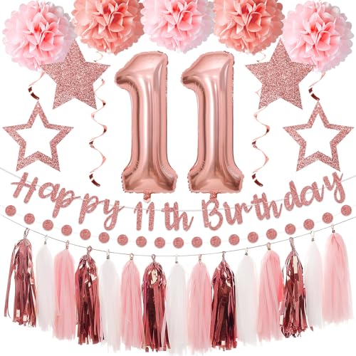 Kuxriox 11th Birthday Decorations for Girls, 11th Birthday Party Supplies