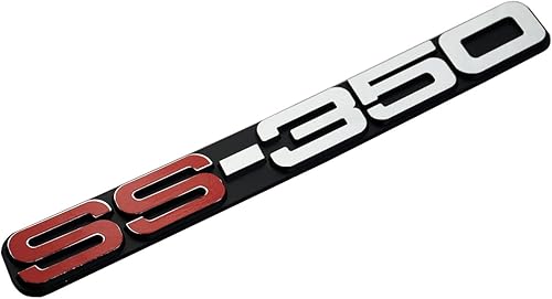 Miniatura 6 de 2 emblemas laterales de puerta 1988-2000 SS-350 Insignia 3D SS 350 de repuesto para rejilla EA 1500 SS (negro cepillado cromo rojo)