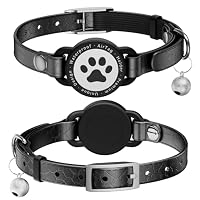 Airtag-Katzenhalsband Aus Leder – Wasserdicht, Verstellbar, Mit Glocke, Für Apple AirTag