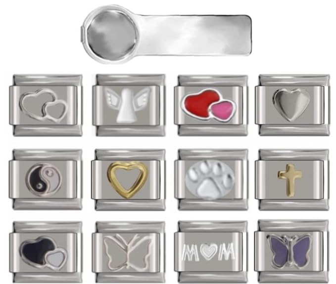 Bundle Charms 12 | 12pcs 9mm Italian Style Charm with charm tool | fit all classic 9mm Italian Style Charms Bracelet | UK stock