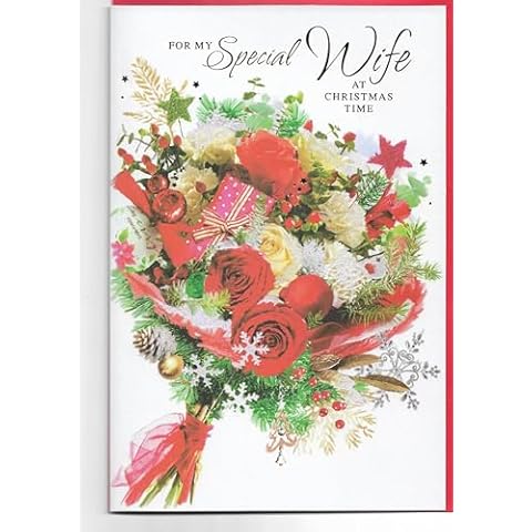 Beautiful Floral Christmas Card for Wife Cover