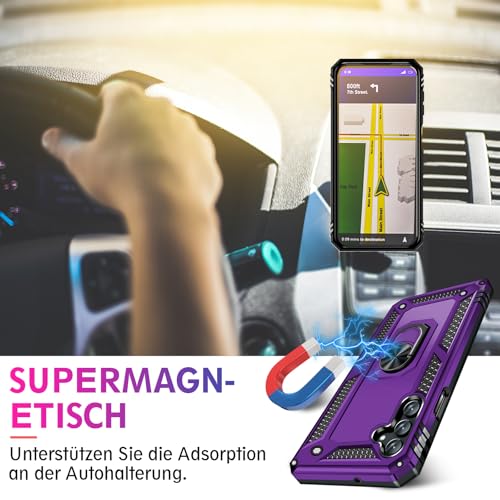 Image of for Samsung Galaxy S24 FE Case with Screen Protector, Military Grade Rugged Shockproof Galaxy S24 FE 5G Heavy Duty Protective Cover for Samsung S24 FE Magnetic Ring Kickstand Phone Case (Purple)