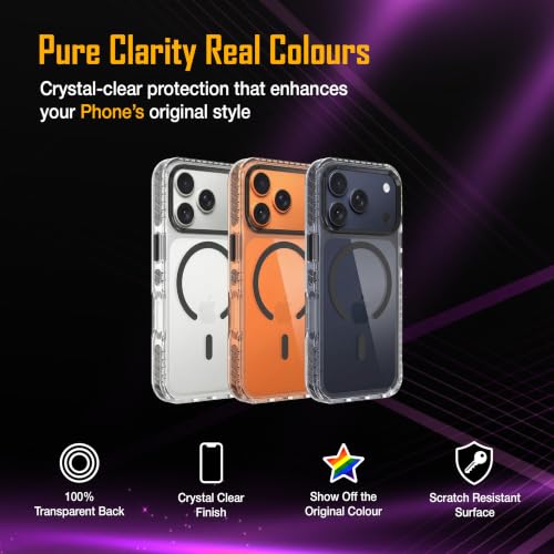 Image of Zapcase Crystal Clear Back case for iPhone 17 Pro | PC Back | TPU Bumper with Inner Rubber Grip | Metal Camera Guard Bezel | Metal Buttons | Scratch Resistant Cover | 2 Layer Edge Protection | Black