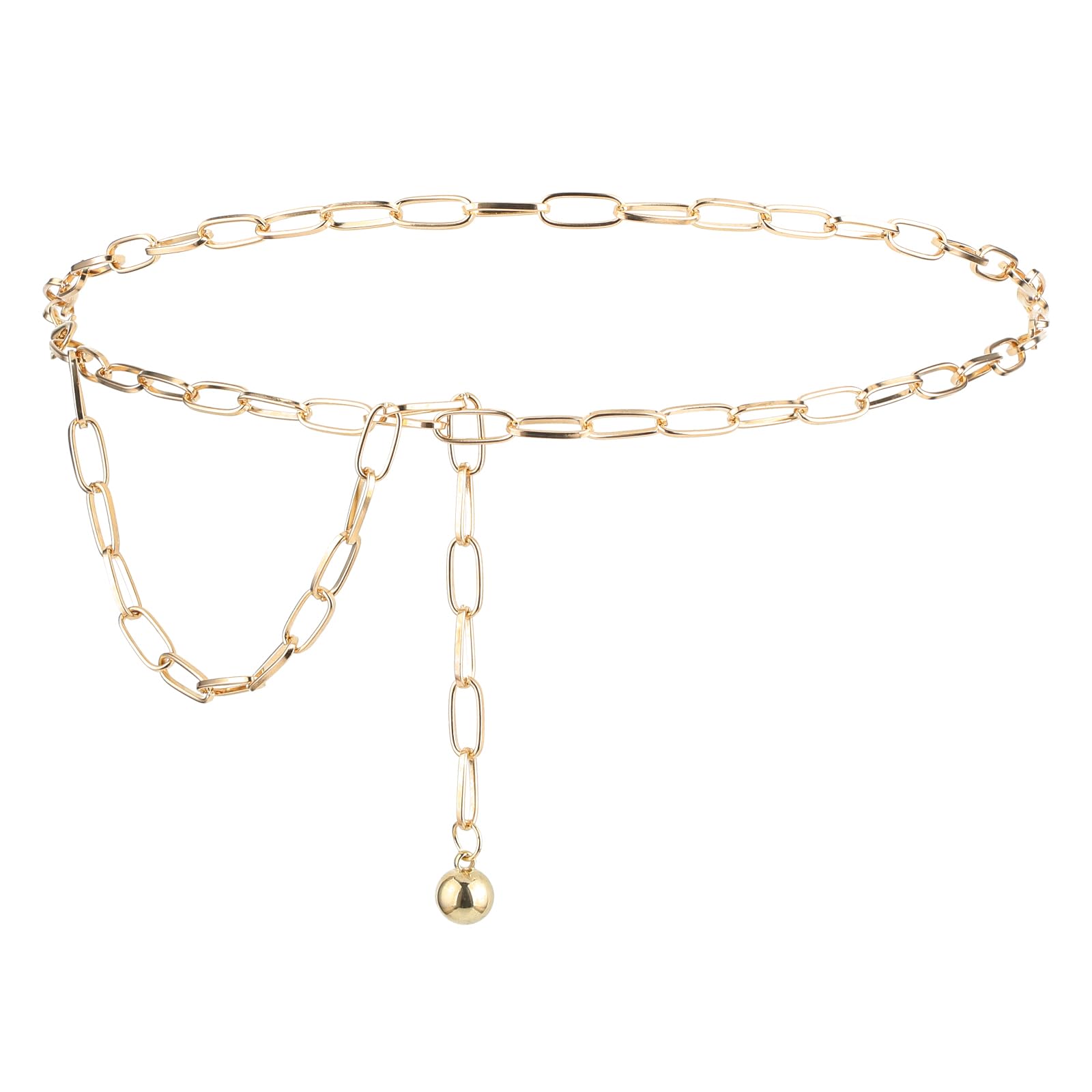 Molain Metal Women's Chain Belt, Adjustable Western Waist Chain Belt Fashion Waist Belt for Jeans Pants Dresses