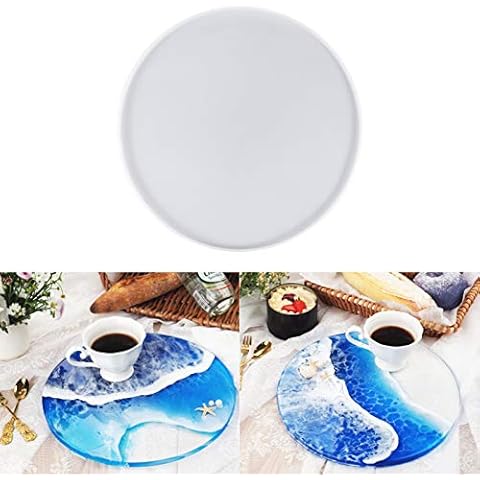 Gaosaili 30 cm Large Tray, Silicone Mould, Large Round Coaster, Epoxy Resin Moulds, Large Resin Tray for Fruit, Tea, Tray Cover