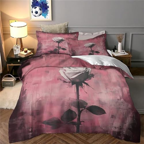 Housse de couette rose microfibre 140x200 parure de lit ado