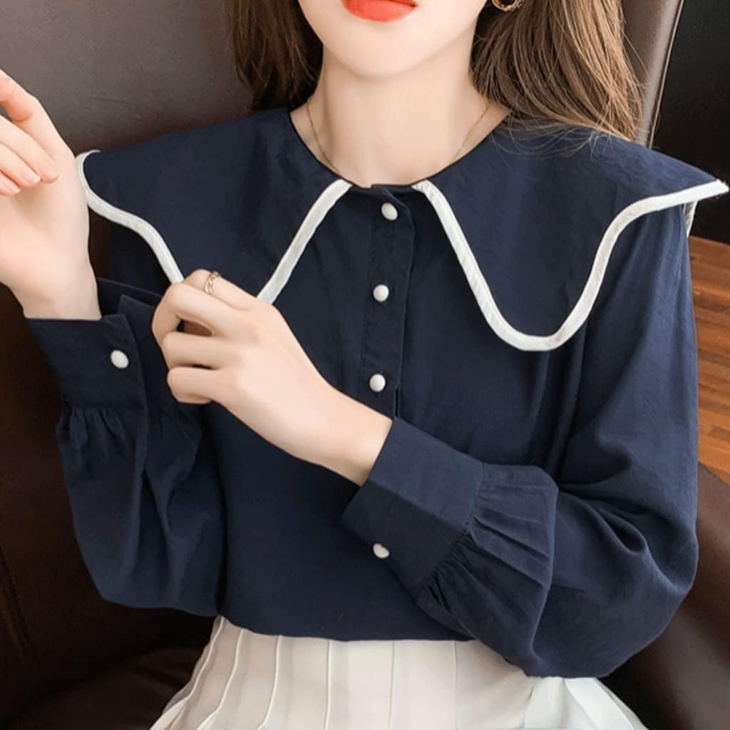 Doll Collar Temperament White Shirt Ladies Design Sense Loose Chic Bubble Long Sleeve Tops