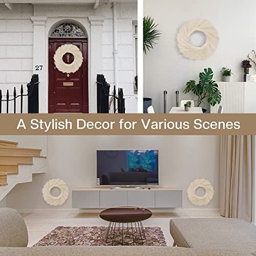 Ureymx 24'' Pampas Grass Wreath, Pampas Wreath, Boho Wreath, Artificial Pampas Wreath For All Seasons, Boho Wall Decor, Farmhouse Pampas Grass Garland (Beige, 1) #TOP1