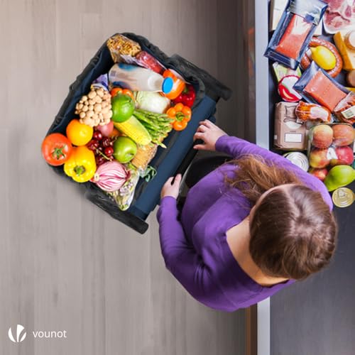 VOUNOT Einkaufstrolley Klappbar aus Aluminium mit 45L Wasserdichter Tasche, 2 Extra große Räder mit Schutzblech, Faltbarer Einkaufswagen, Treppensteiger Trolley, Marineblau – Bild 5