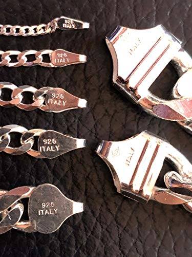 Harlembling Real Solid 925 Sterling Silver Cuban Chain - Flat Curb Necklace 2-14Mm - Great For Pendants Or Wear Alone - 3-220 Grams Heavy - Men's Or Ladies - Italy Made (26, 2Mm) #TOP5
