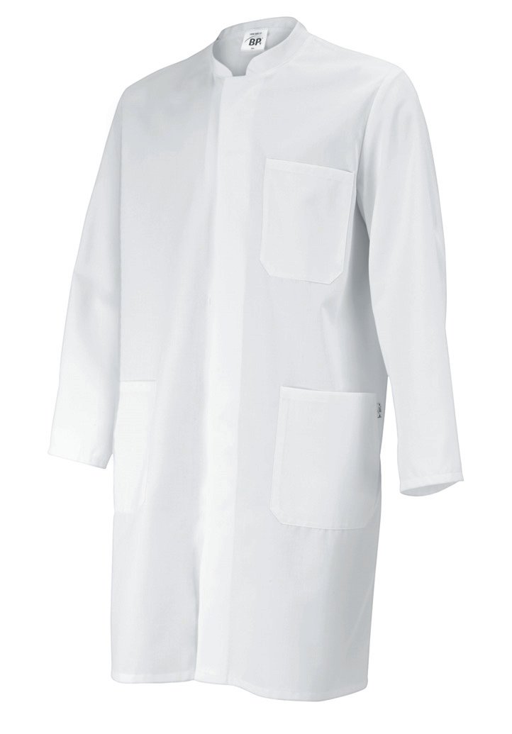 BPBP 1654-130-21-XSn, Unisex coat, Long sleeve, stand-up collar 205,00 g/m², Pure cotton white, XSn
