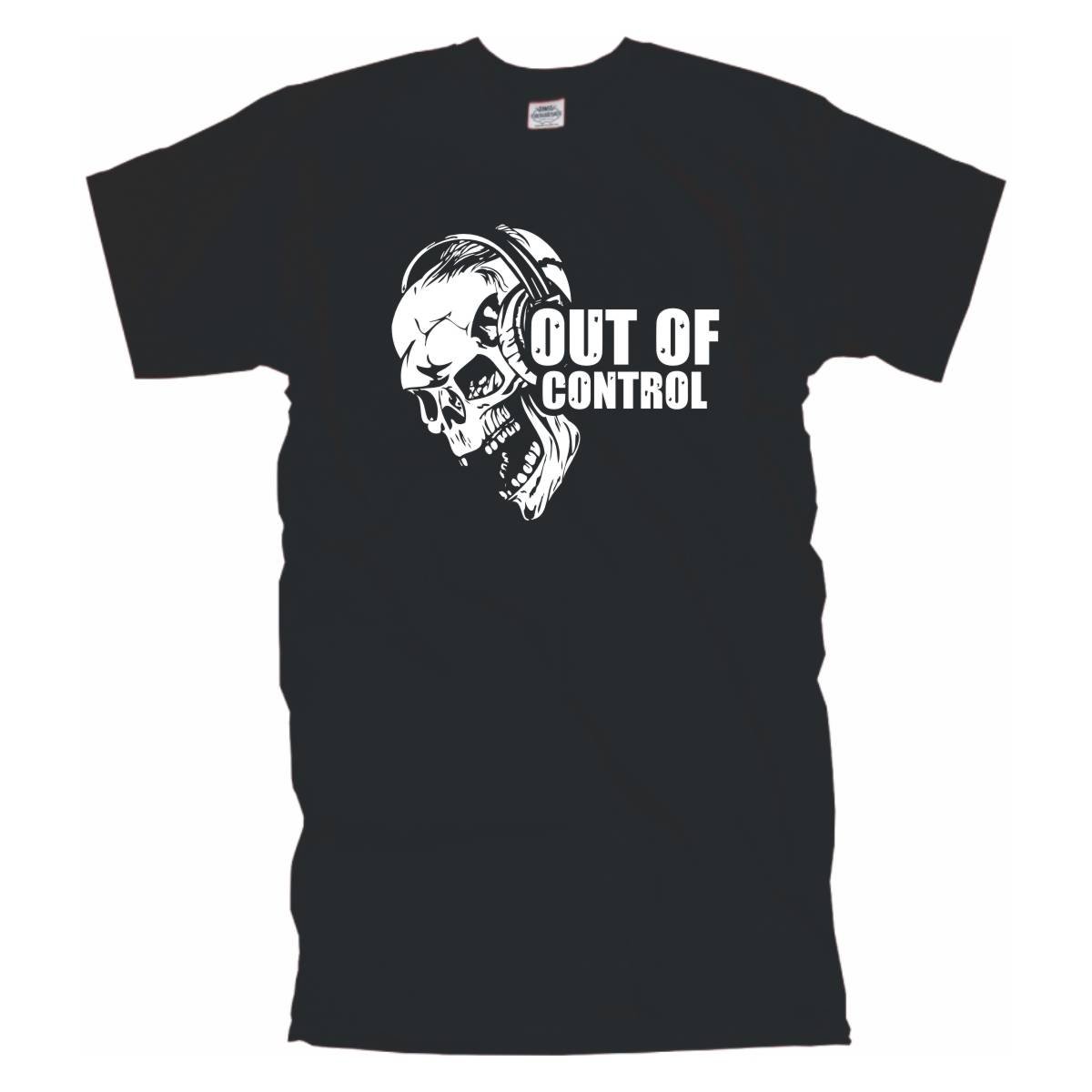 Out of Control edel bedrucktes schwarzes Herren T-Shirt mit Totenkopf Motiv Funshirt witziges Geschenk Baumwolle auch Übergrößen (BL073) 12XL