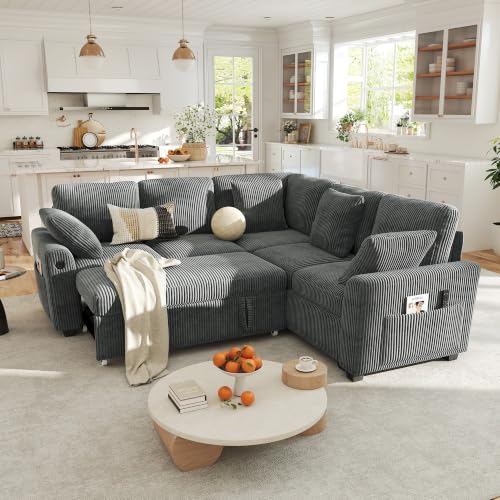 Image of Hanherry 85 Inch Sectional Couch Sleeper Sofa with 2 Seat Storage