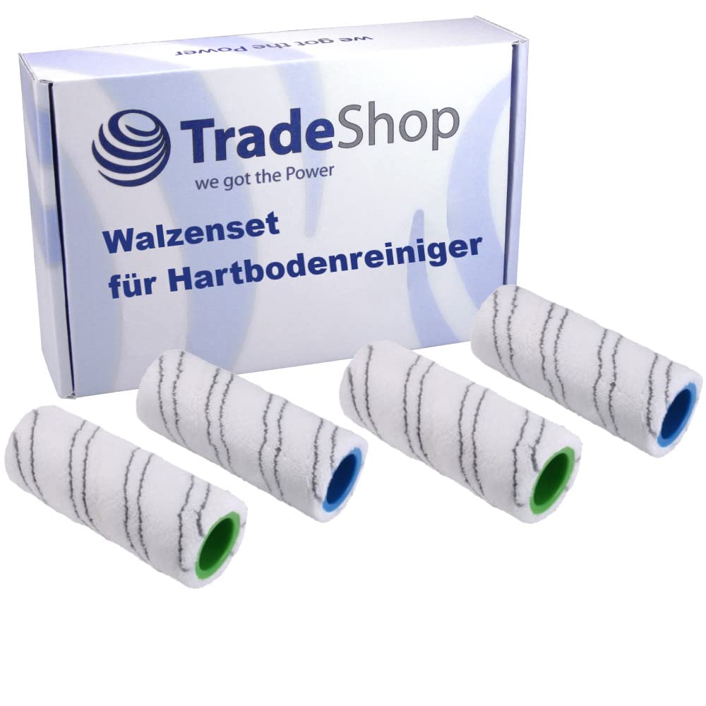 Trade-Shop 4 en 1 Juego de rodillos de limpieza compatibles con Kärcher FC3 FC5 FC7 EWM 2 sustituye a 2.055-006.0 2.055-007.0 / accesorios de limpieza de suelos duros
