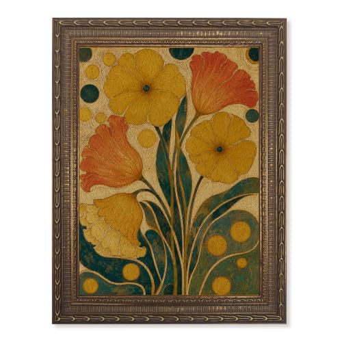 Décor mural cadre or texture grès Flower10 9"L x 12"L