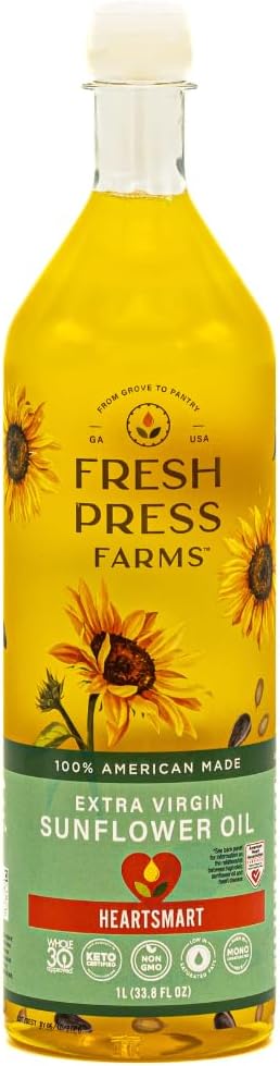 Fresh Press Farms Cold Pressed Extra Virgin Sunflower Oil, 33.8 Fl Oz