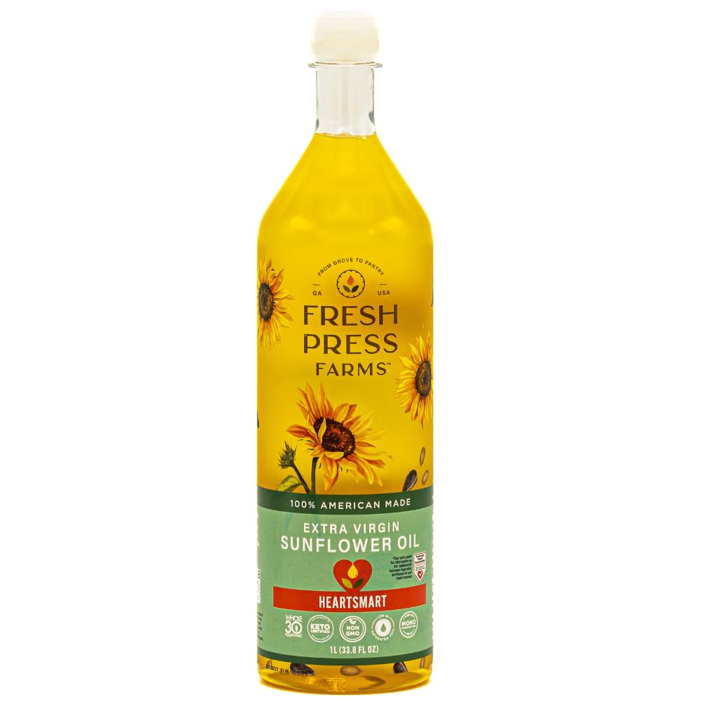 Fresh Press Farms Cold Pressed Extra Virgin Sunflower Oil, 33.8 Fl Oz