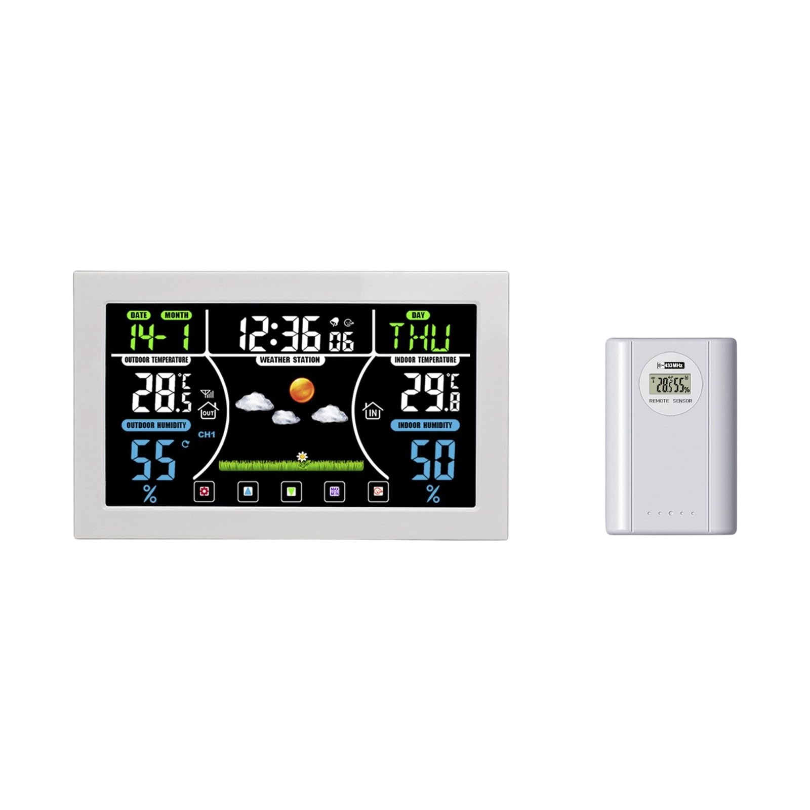 Tsophreniq Professional Weather Alarm Clock with Temperature Humidity Gauge and Alarm Clock Function for Indoor and Outdoor Use Digital with Thermograph
