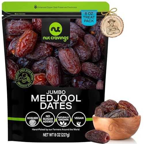 NUT CRAVINGS - Dried Jumbo Medjool Dates (8oz, 1 Pack) No Sugar Added