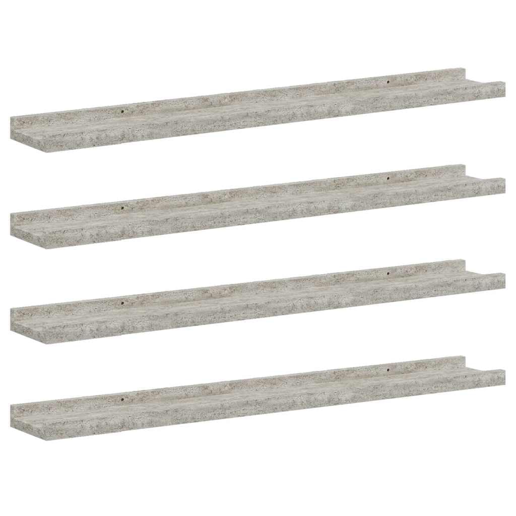 vidaXL Wall Shelves 4 pcs Concrete Grey 80x9x3 cm — image 1