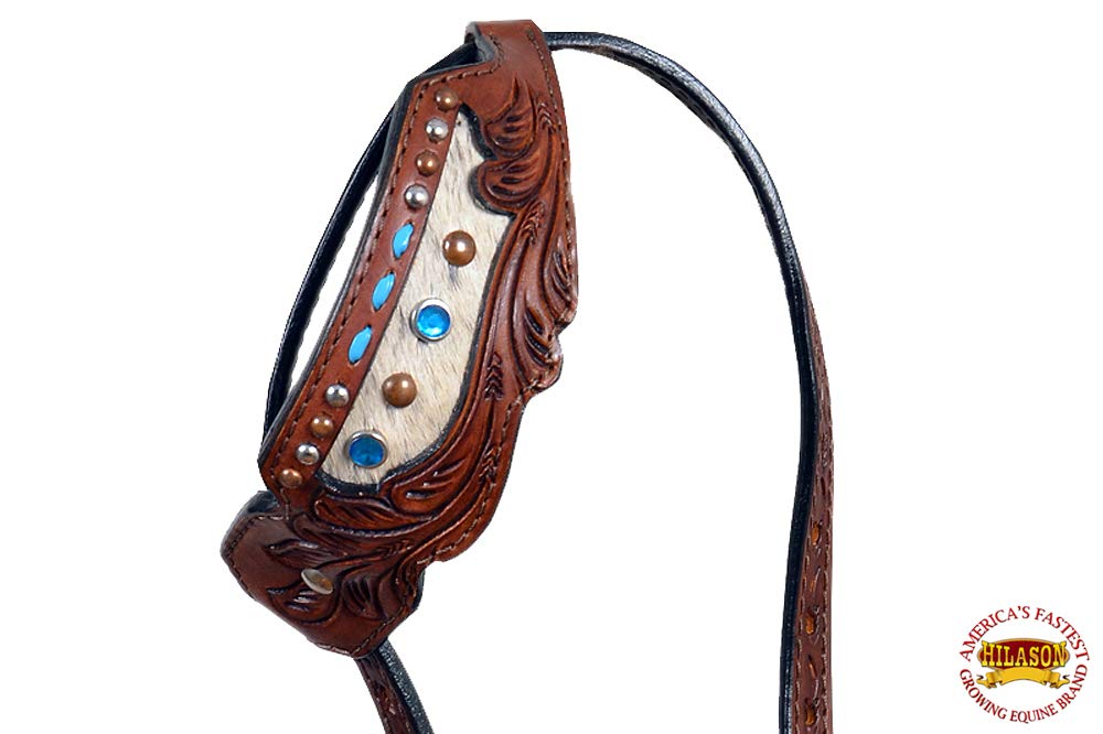 Showman Argentina Cow Leather Headstall w/Floral Tooling (Dark)