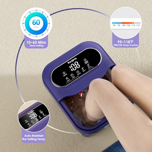 Ranjova BE-F1200Pro Spa de pies eléctrico plegable con masaje rotatorio, calor, burbujas y control de temperatura miniatura 4