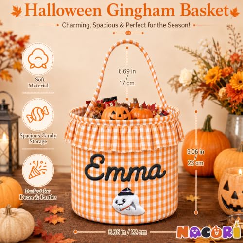 Image of Personalized Halloween Baskets for Kids Personalized Trick or Treat Bag