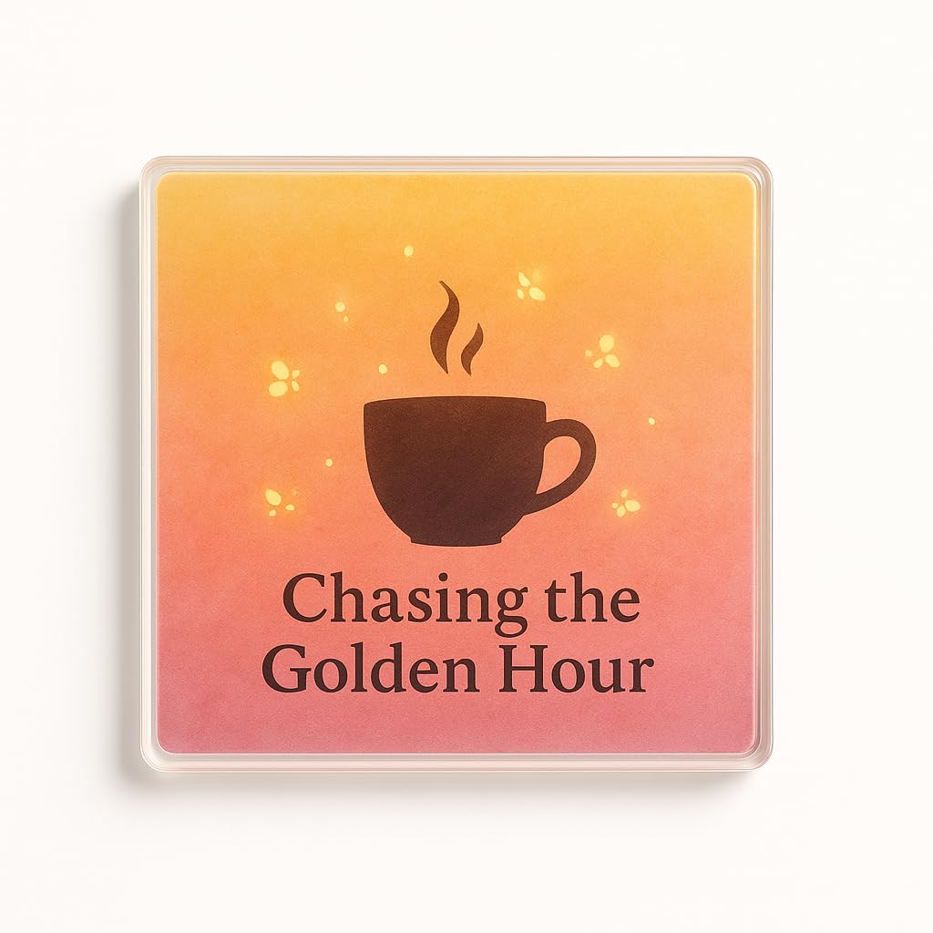 The Plum Penguin Golden Hour Bliss Acrylic Coaster Gift With Sunset Watercolour Design - Home Decor For Millennials & Gen Z Vibes