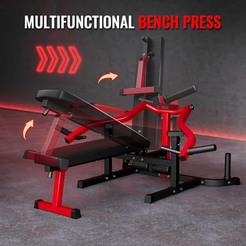 Chest Press Machine, 1250LBS Multi-Functional Adjustable Bench Press Machine with Independent Converging Arms, Flat Incline Bench for Chest, Shoulder, AB Workouts Home Gym Equipment