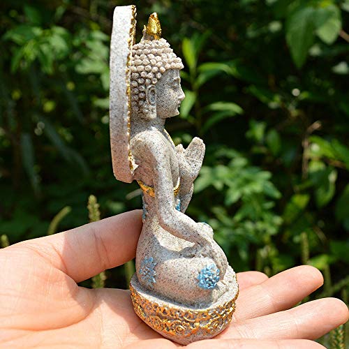Estatua Buda Thai de Resina y Piedra de 12 cm miniatura 4