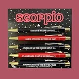 virsomier 5pcs Funny Aries Pens - 12 Constellation Birthday Gift, Office School Writing Pens for Friends and Colleague, Smooth Writing, Quick Drying Black Ink (Scorpio)