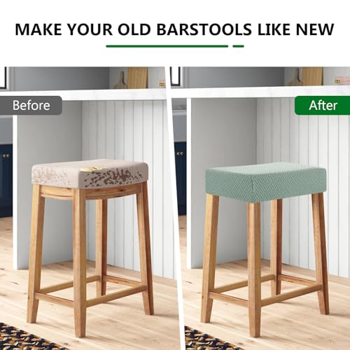Image of YISUN Stool Covers Rectangle - 4 Pack Stretch Waterproof Saddle Seat Cover Counter Bar Stools Bar Chairs Covers Kitchen Island Chairs Cushion Protector