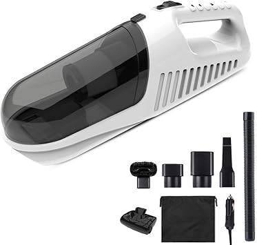 Car Vacuum Cleaner,DC 12V 120W High Power with 5000Pa Stronger Suction Car Vacuum,Mini Potable Auto Handheld Vacuum Cleaner with 360 Degree Cyclonic Design 4.5M Power Cord for Car White