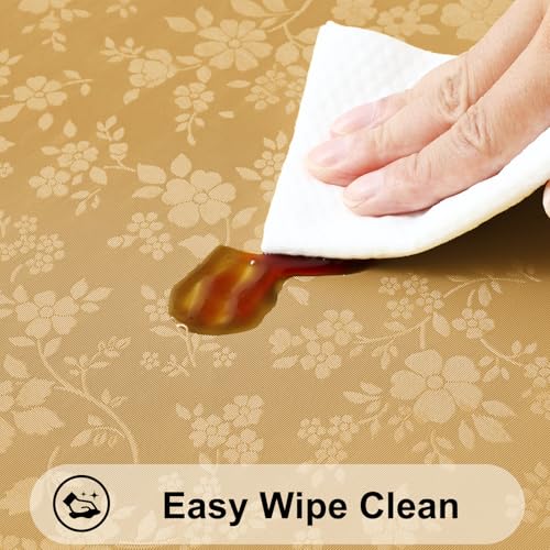 Image of Smiry Rectangle Table Cloth, Waterproof Heavy Duty Vinyl Tablecloths, Wipeable Washable Table Cover for Kitchen and Dining Room (Gold, 60 inch X 120 inch)