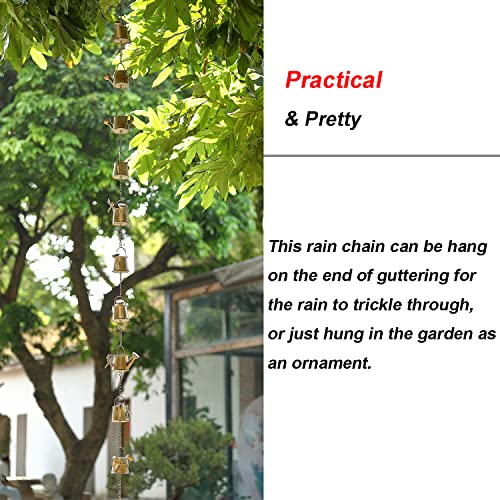 Retrome 8.5 Ft Dragonfly on Watering Can Rain Chain, Rain Chains for Gutters Downspouts Outside