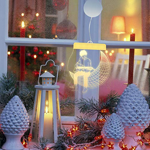 WINOMO Luz Da Noite Levou Pendurado Luzes 3D Com Ventosa Lua Guitarra Menino Padrão Janela Pendurado