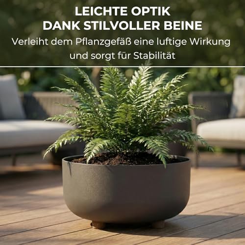 LAMELA Kunststoff Blumentopf rund mit Füßen, Ø 30 cm, 7,7 L - Anthrazit – Ansicht 4