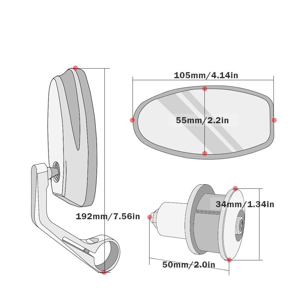 Adatto Maggior Parte Delle Bici Strada 7/8 "22MM Cruiser E Chopper Dirt Bike Specchietto Retrovisore Per Moto Manubrio Specchietti Retrovisori Laterali Moto Specchietti Laterali(UN)