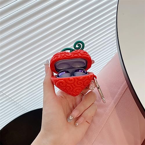 Image of for Samsung Galaxy Buds 2 Pro /Pro /2 /Live /FE Cover, Cute Popular Cartoon Devil Fruit Shape Silicone Headphone Case with Hook (Love Heart)