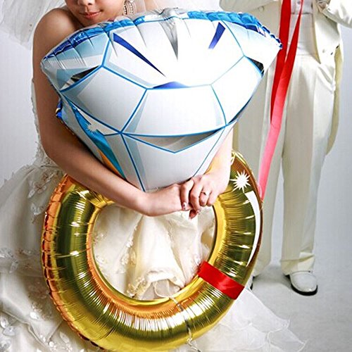 Haiops Giant Diamond Ring Balloon 43 Inch And 33 Inch Diamond Ring Foil Helium Balloons For Bridal Shower Party Wedding Decoration #TOP2