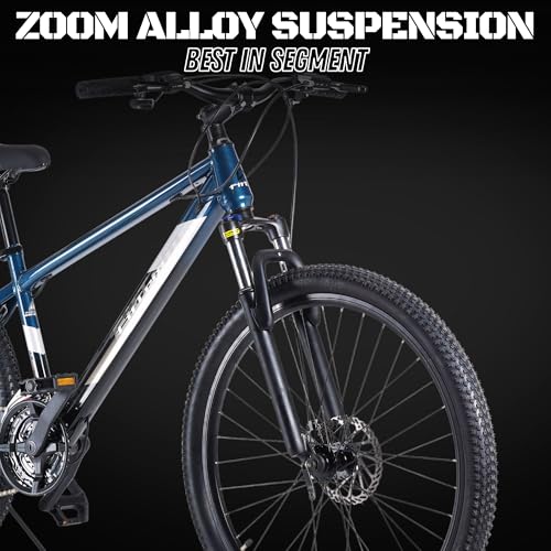 Image of FitTrip Dominator 27.5 Inch Unisex MTB Cycle Without Gear with Zoom Lockout Suspension & Powerful Imported Clarks Dual Disk Brakes | MTB Cycle Single Speed for Men Non Gear | (Mariana Teal Blue)